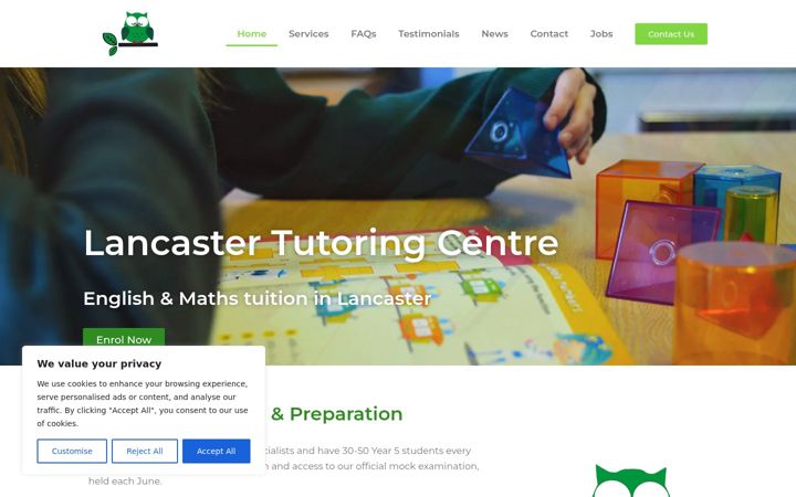 Screenshot of lancastertutoring.co.uk