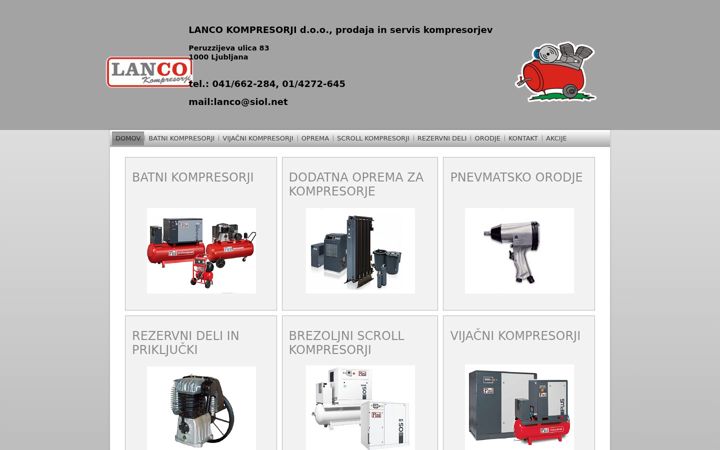 Screenshot of lancokompresorji.com