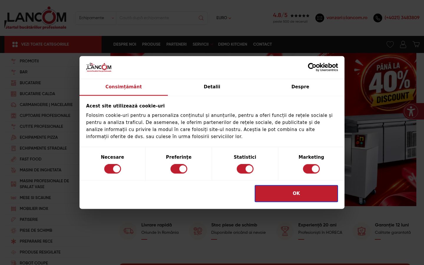 Capture d'écran de la bannière de consentement affichée avant toute interaction