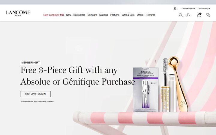 Snímek obrazovky lancome-usa.com