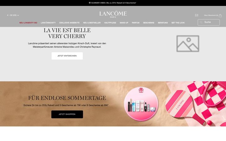 Screenshot of lancome.de