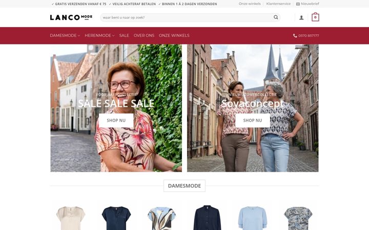 Screenshot of lancomode.nl