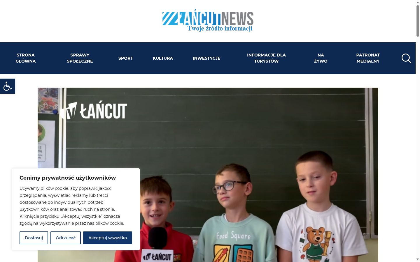 Zrzut ekranu banera zgody wyświetlanego przed jakąkolwiek interakcją