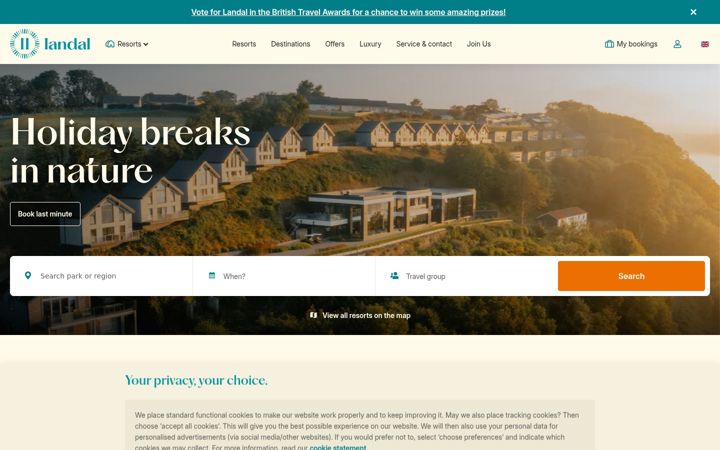 Screenshot of landal.co.uk