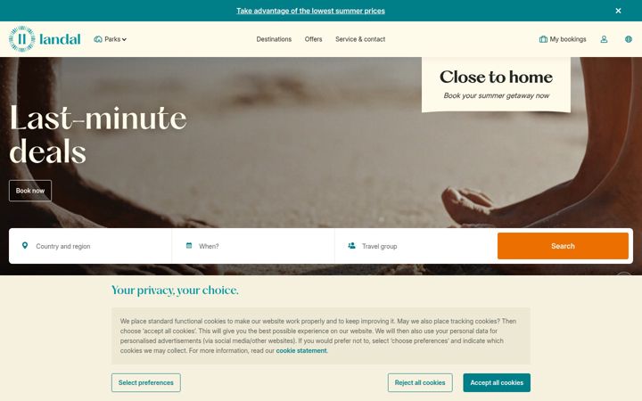 Screenshot of landal.com