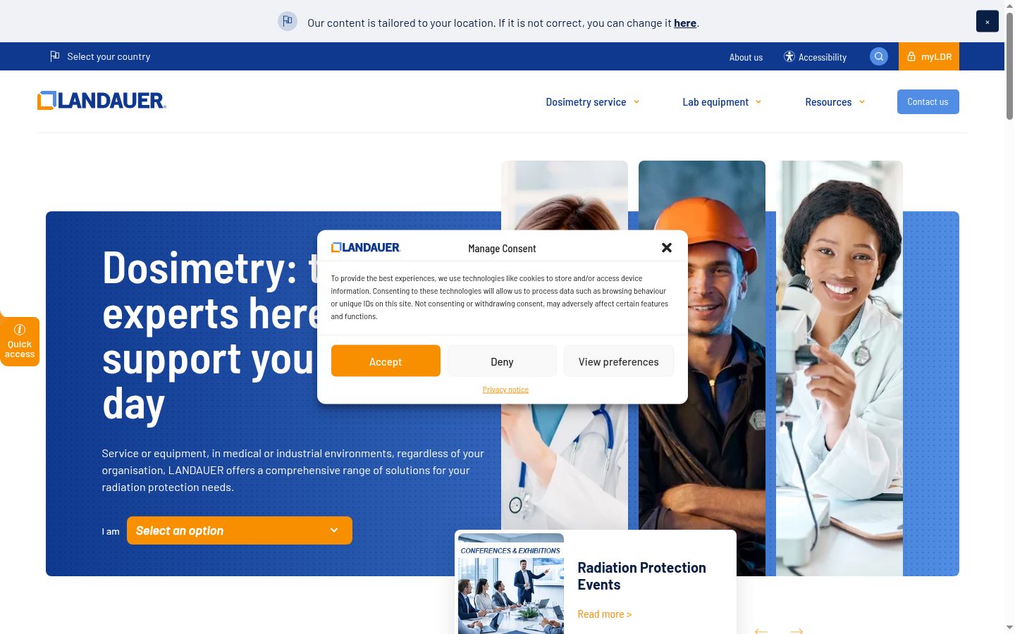 Screenshot of the consent banner shown before any interaction