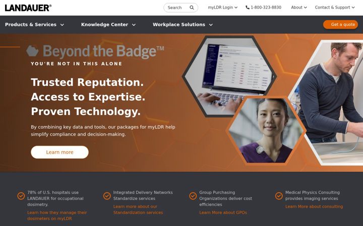 Screenshot of landauer.com