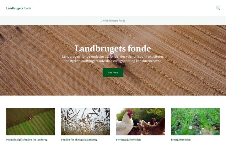 Screenshot of landbrugetsfonde.dk