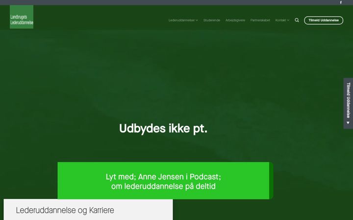 Screenshot of landbrugetslederuddannelser.dk