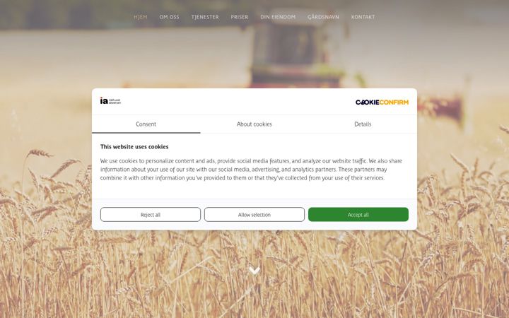 Screenshot of landbrukstaksering.com