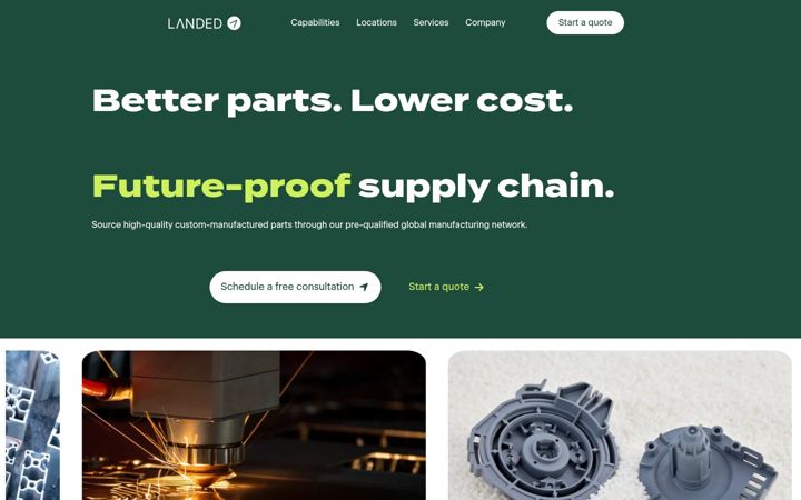 Screenshot of landed-mfg.com
