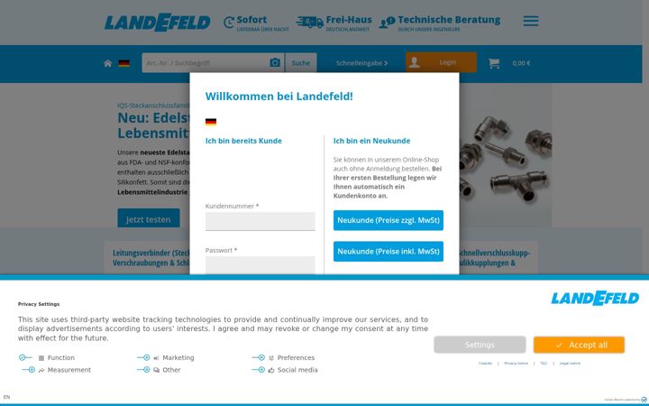 Screenshot of landefeld.de