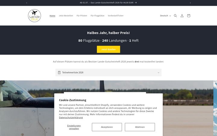 Screenshot of landegutscheinheft.de