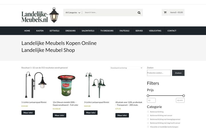 Screenshot of landelijke-meubels.nl