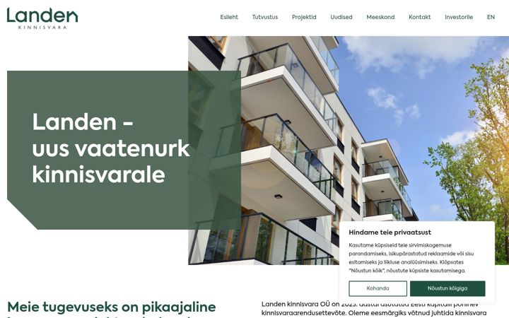 Screenshot stránky landen.ee