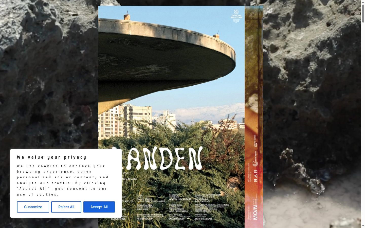 Capture d'écran de la bannière de consentement affichée avant toute interaction