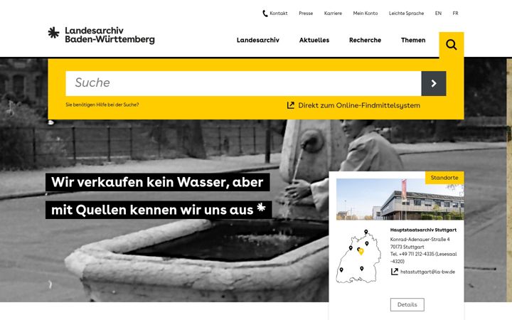 Screenshot of landesarchiv-bw.de