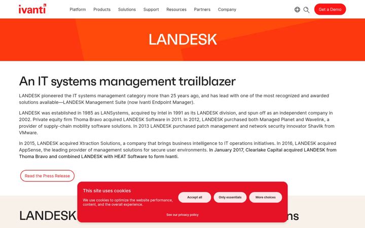 Screenshot of landesk.com