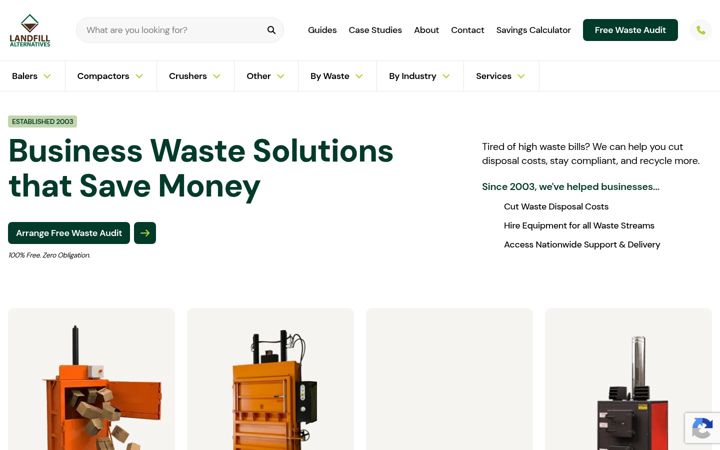 Screenshot of landfillalternatives.co.uk