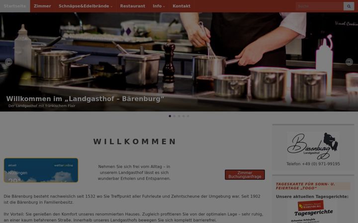 Screenshot of landgasthof-baerenburg.com