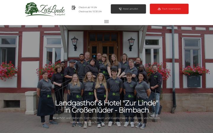 Screenshot of landgasthof-zurlinde-bimbach.de