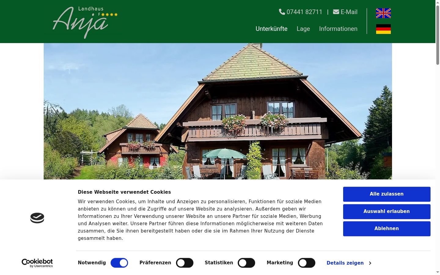 Screenshot del banner di consenso mostrato prima di qualsiasi interazione