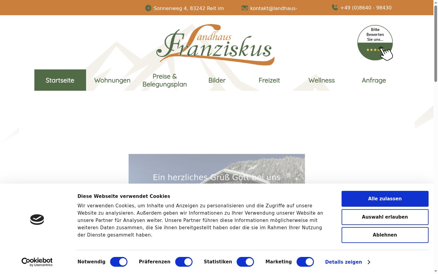 Képernyőkép a bármilyen interakció előtt megjelenő hozzájárulási bannerről