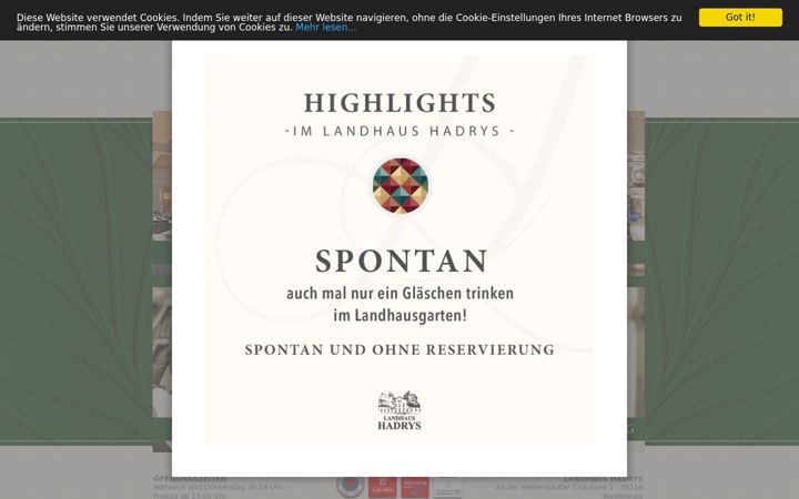 Screenshot of landhaus-hadrys.de