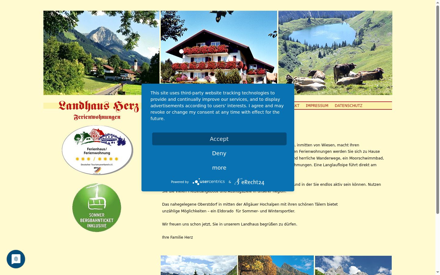 Screenshot del banner di consenso mostrato prima di qualsiasi interazione