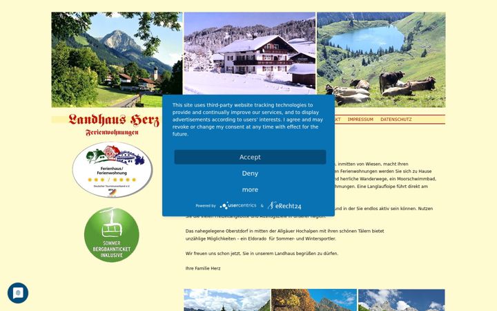 Screenshot of landhaus-herz.com