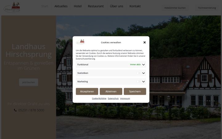 Screenshot of landhaus-hirschsprung.de