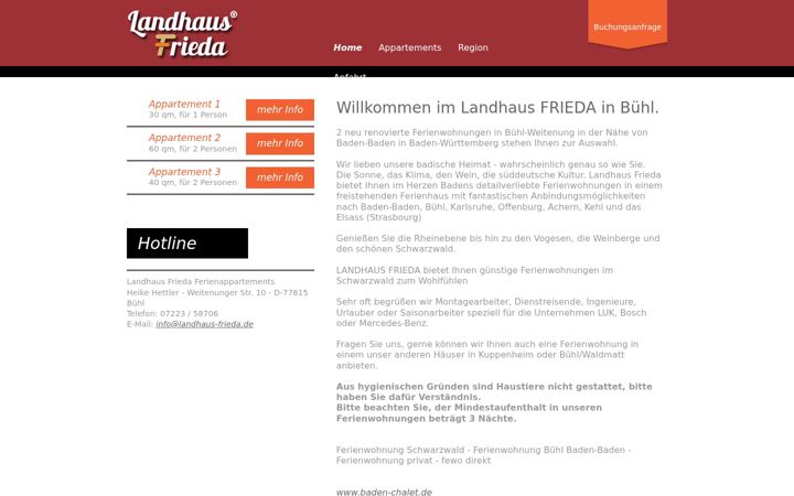 Screenshot of landhaus-inge.de