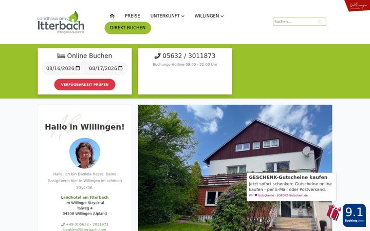Screenshot of landhaus-itterbach-willingen.de