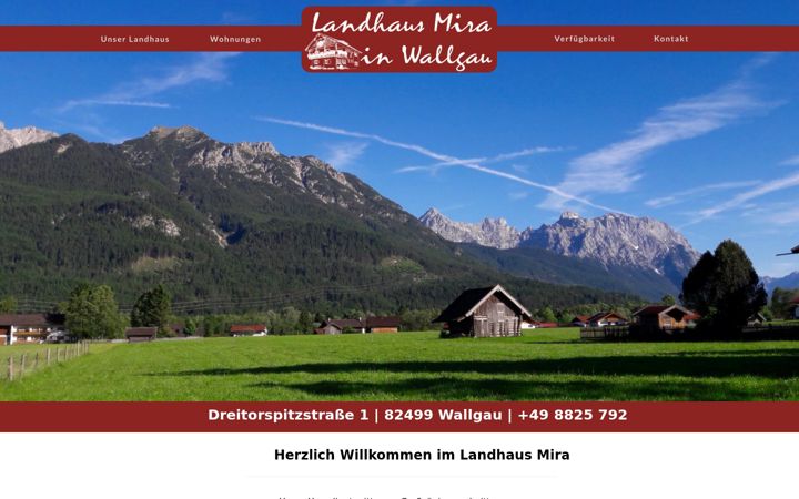 Screenshot of landhaus-mira-wallgau.de