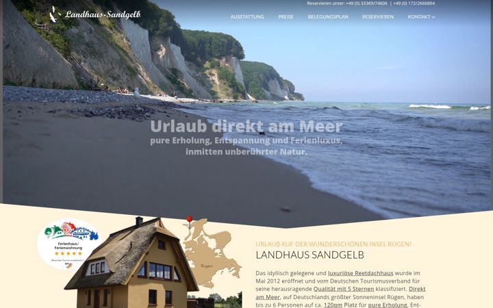 Screenshot of landhaus-sandgelb.de