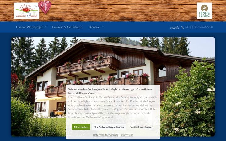 Screenshot of landhaus-schenk.de