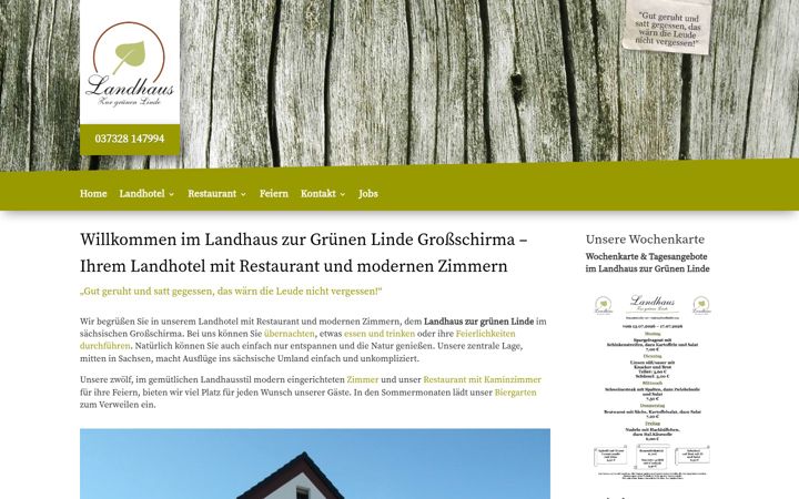 Screenshot stránky landhaus-zur-gruenen-linde.de
