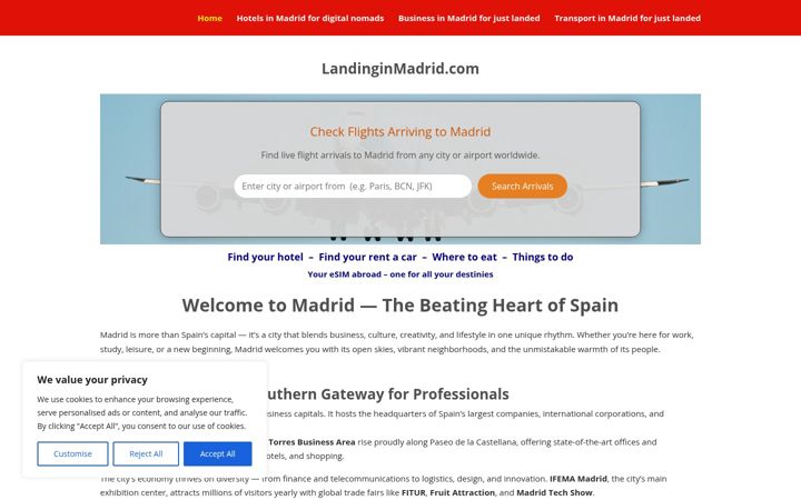 Screenshot of landinginmadrid.com