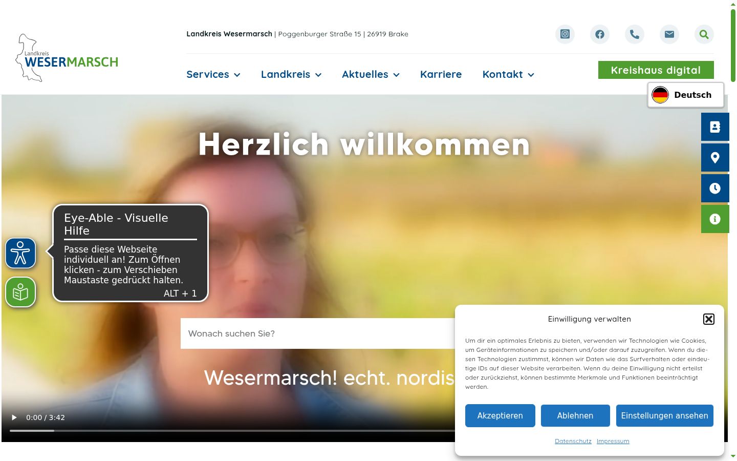Screenshot of the consent banner shown before any interaction