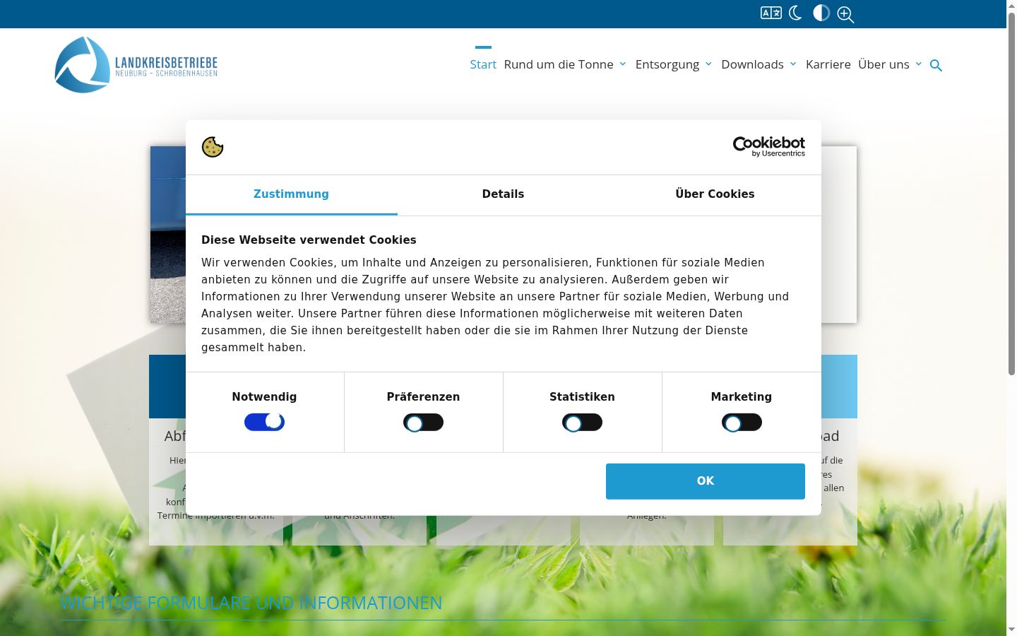 Screenshot of the consent banner shown before any interaction