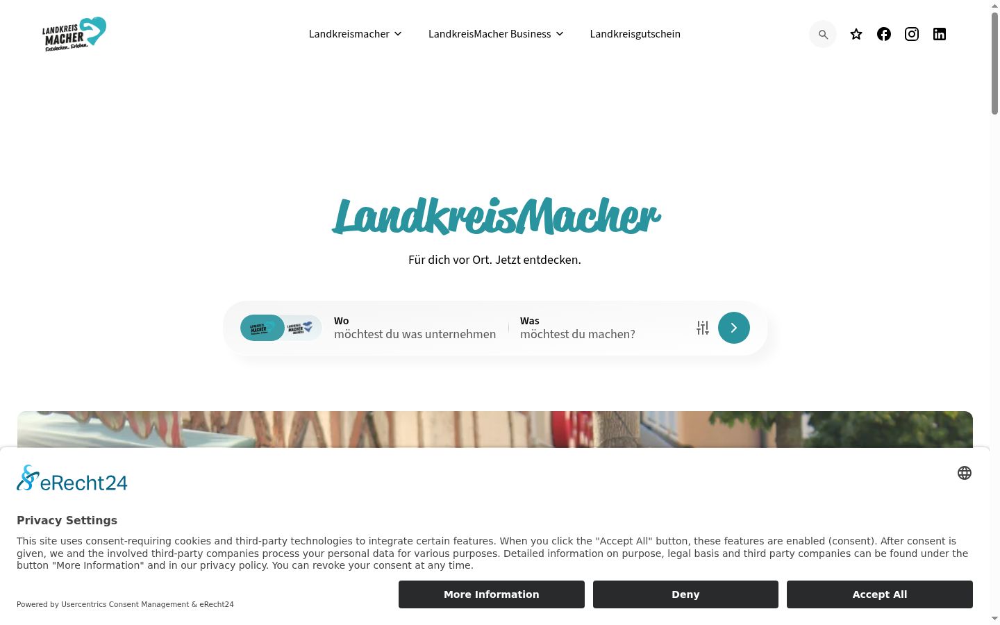 Screenshot des Einwilligungsbanners vor jeglicher Interaktion