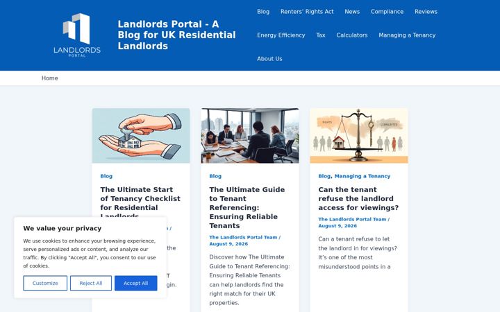 Screenshot of landlordsportal.co.uk
