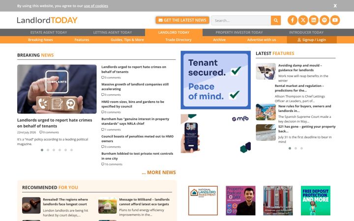Screenshot of landlordtoday.co.uk