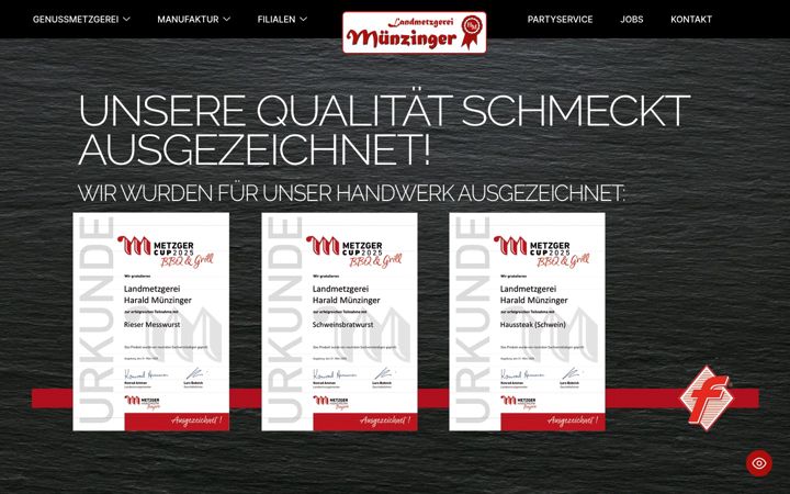 Screenshot of landmetzgerei-muenzinger.de