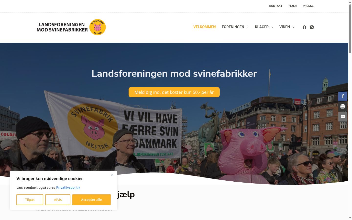 Skjermbilde av samtykkebanneret slik det vises før noen interaksjon