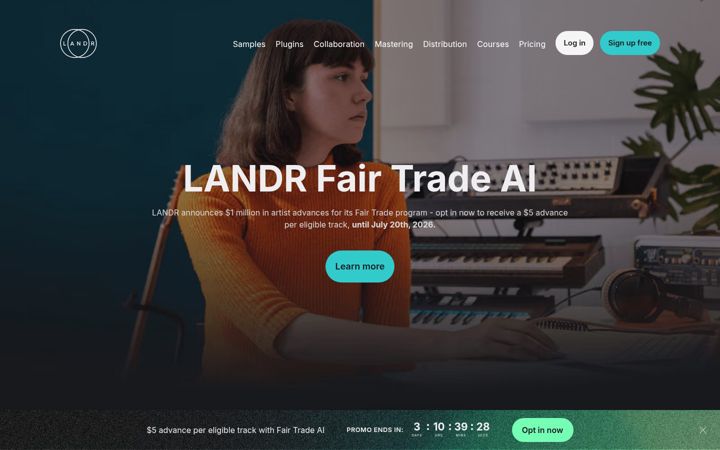 Screenshot von landr.com