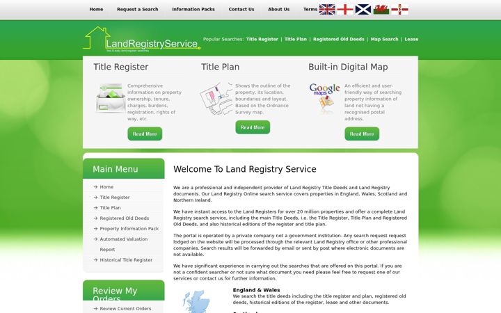 Screenshot of landregisteronline.org.uk