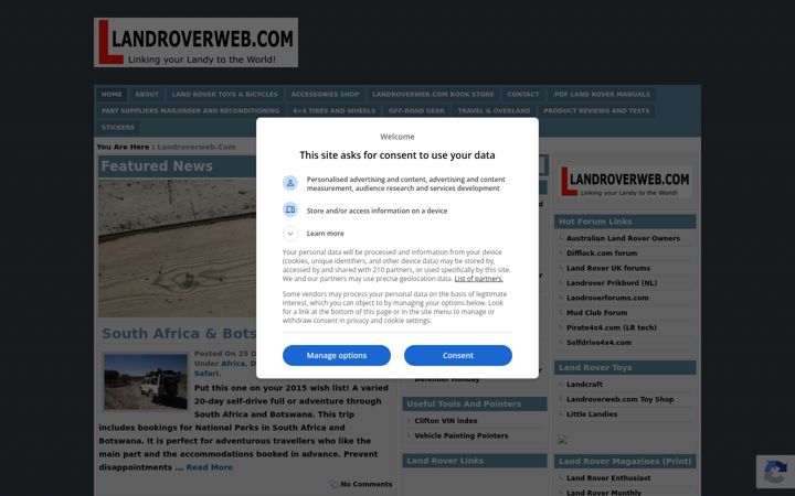 Screenshot of landroverweb.com