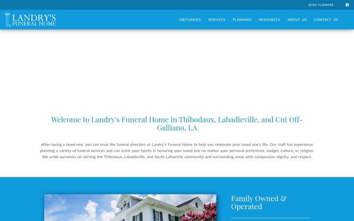 Screenshot of landrysfuneralhome.com