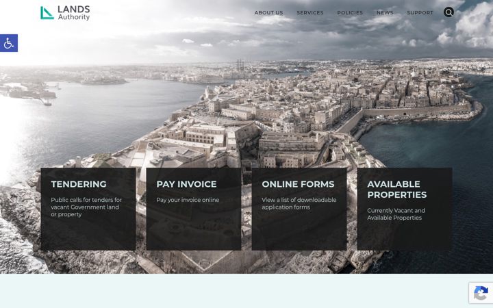 Screenshot of landsauthority.org.mt